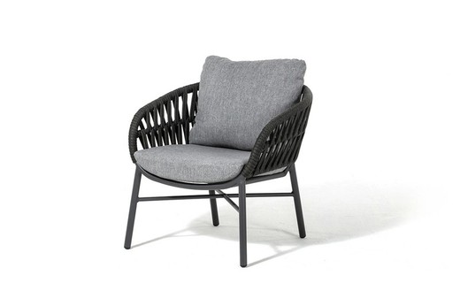 Aluminum and synthetic rope garden armchair