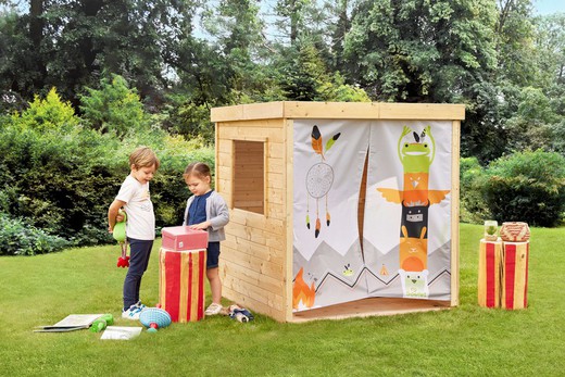 Cabane en bois pour enfants à la décoration indienne