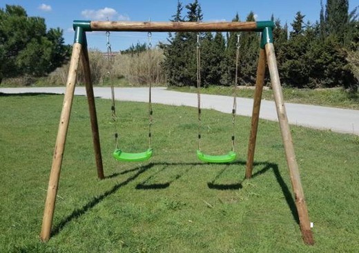 Double wooden children's swing