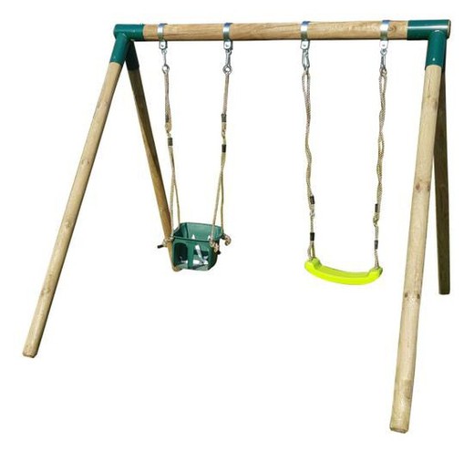 Double wooden swing baby seat