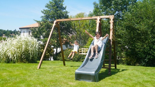 Wooden swing with slide Prune