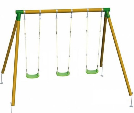 Triple wooden swing