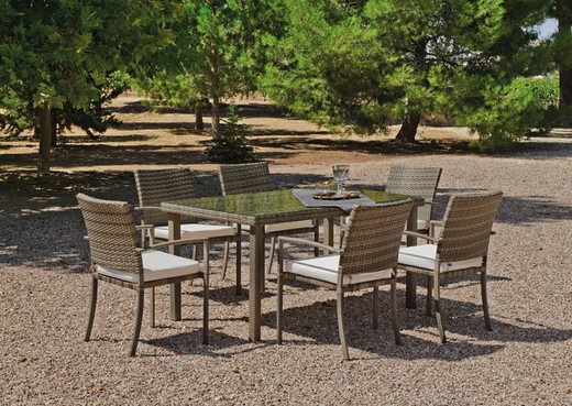 Set da pranzo da giardino in rattan ABASARI