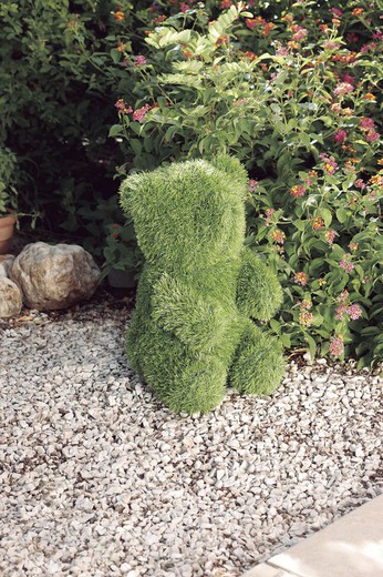 Decorative figure Sitting bear made of artificial grass