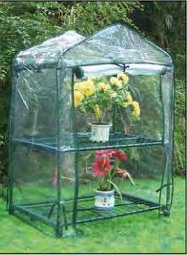 Greenhouse 2 shelves with wheels and anti-frost cover