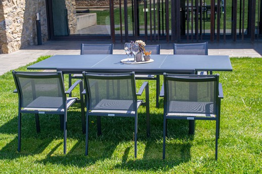 Extendable rectangular aluminum garden dining table