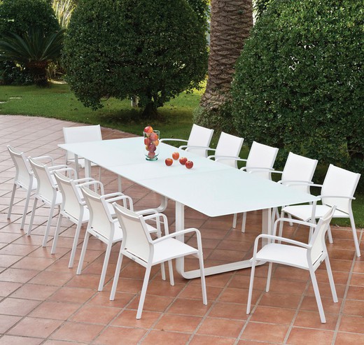Table à manger d'extérieur rectangulaire extensible Verona en aluminium