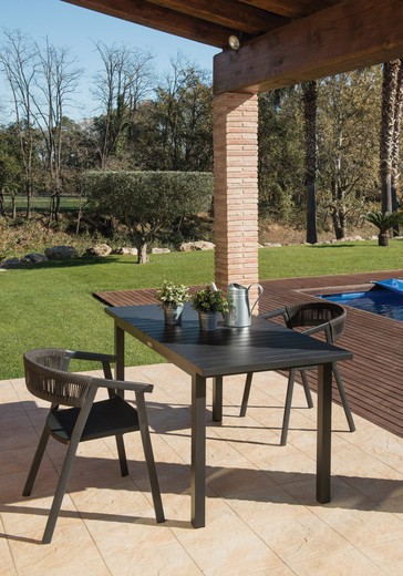 Auto extendable rectangular aluminum garden dining table