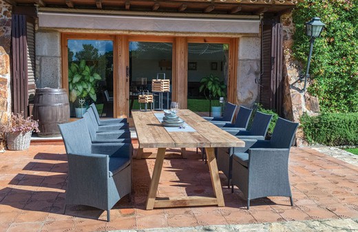 Rectangular recycled teak garden dining table Kenya