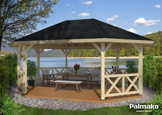 Pavillon de jardin en bois naturel Betty