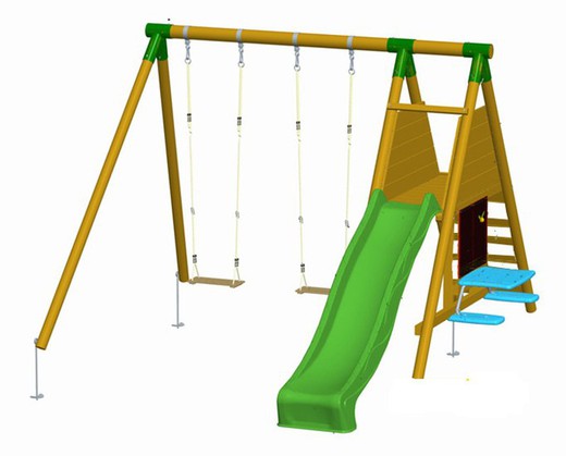 Parque infantil con pizarra y asientos