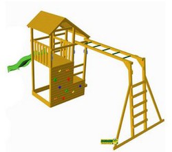 Parque infantil teide con columpio doble y escalera de mono