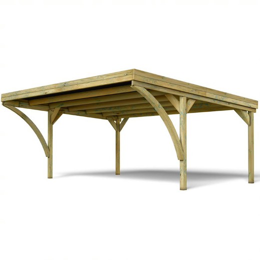 Pérgola cochera de madera tratada al autoclave, modelo doble victor