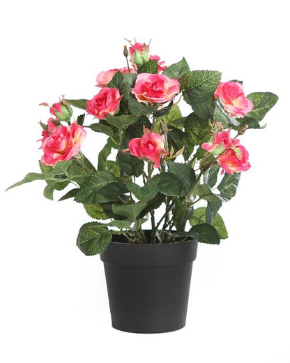 Potted artificial rose bush