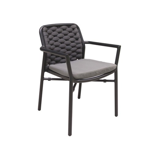 Rio stackable aluminum and synthetic rope outdoor dining armchair