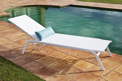 Chaise longue de piscine empilable en aluminium avec dossier 5 positions July
