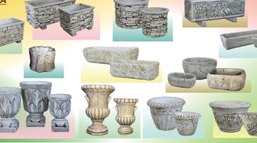 Macetas de piedra decorada