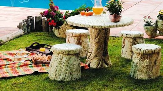 Muebles jardín de piedra