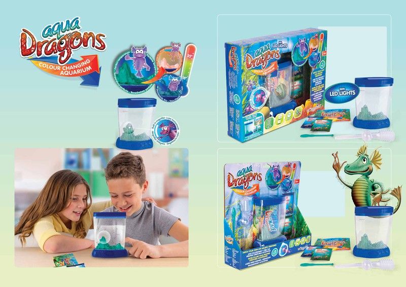 Aqua Dragons – Kit De Mascotas Acuáticas Vivas Con Pecera LED De 400 Ml, Lupa Y Accesorios (juguete Educativo Para Niños De 6 Años)