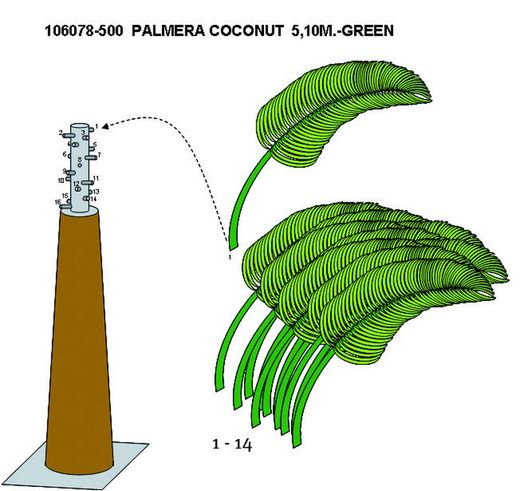 Arbre artificiel palmera noix de coco 510 cm