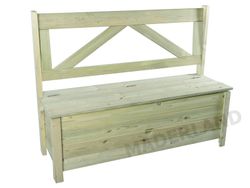 Banco con arcón de madera para jardín