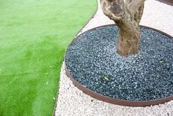 Borda de árvore de aço circular marrom