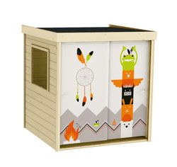 Capanna in legno per bambini con decorazioni indiane