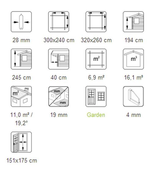 Casita de jardín Vivian 6,9 m2