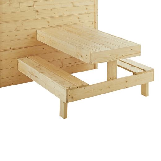 Casinha infantil de madeira com mesa e cozinha Blanche