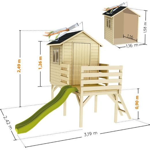 Casa infantil elevada com escorregador Josephine