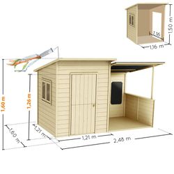 Casita infantil de madera con porche San Diego