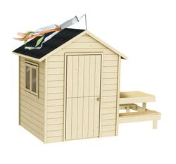 Casita de madera para niños Tiana con mesa picnic incorporada