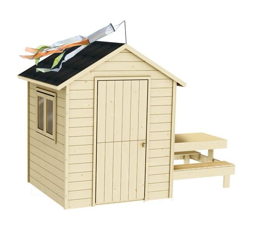 Casita de madera para niños Tiana con mesa picnic incorporada