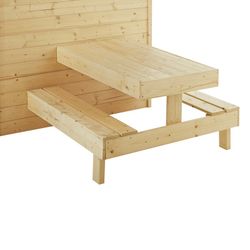 Casita de madera para niños Tiana con mesa picnic incorporada