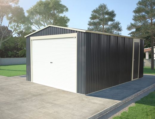 Casita jardin metálica 17m2 puerta corredera
