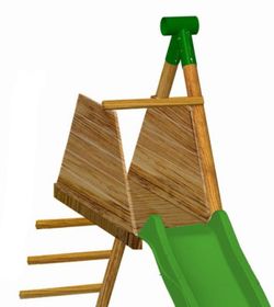 Double balançoire en bois avec toboggan