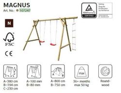 Magnus wooden double swing for kids