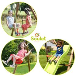 Postazione giochi con scivolo e due altalene Menthe