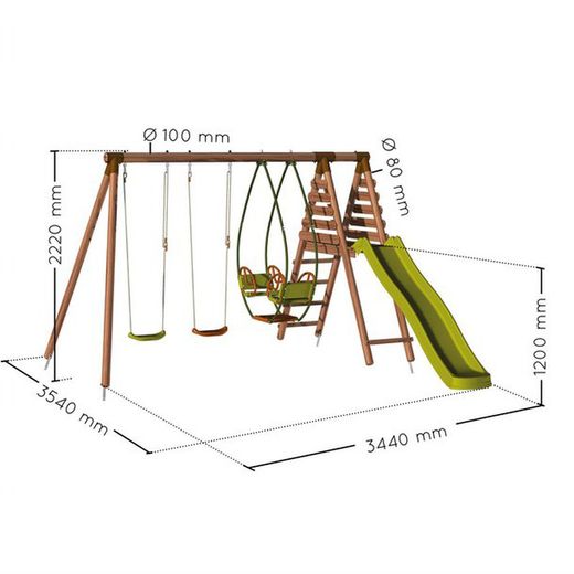parco giochi in legno con scivolo Narcisse
