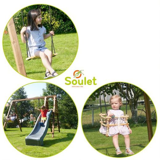 Balançoire en bois avec toboggan Prune