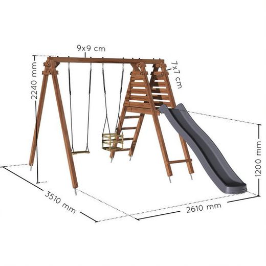 Balançoire en bois avec toboggan Prune