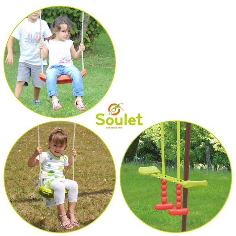 Soulet Columpio Metálico Exterior Para Cantera 2,2 M – Acero Galvanizado, Fácil Montaje, Hasta 2 Niños