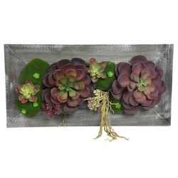 Carré végétal en bois avec fleur synthétique