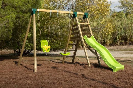 Balançoire double section carrée en bois