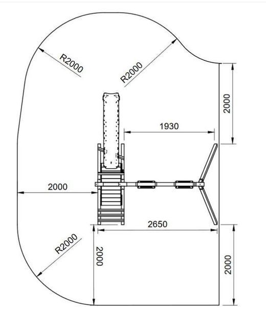 Balançoire double section carrée en bois