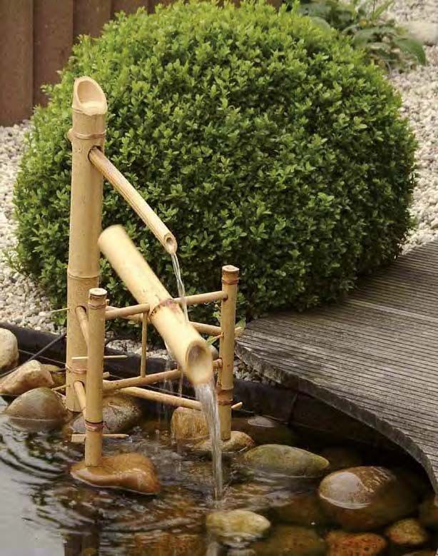 Fuente japonesa de bambú para jardín o estanque – efecto zen Fuente Bambú