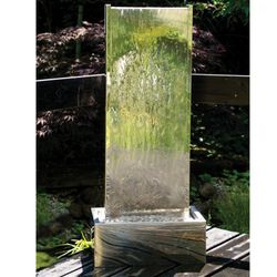 Vertical wall fountain with pond, pump and LED strip