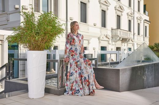 Vase décoratif en résine haut pot de fleur courbe mosaïque 90x38 cm