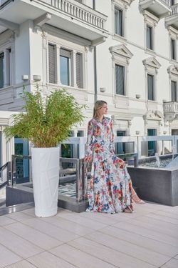 Vase décoratif en résine haut pot de fleur courbe mosaïque 90x38 cm