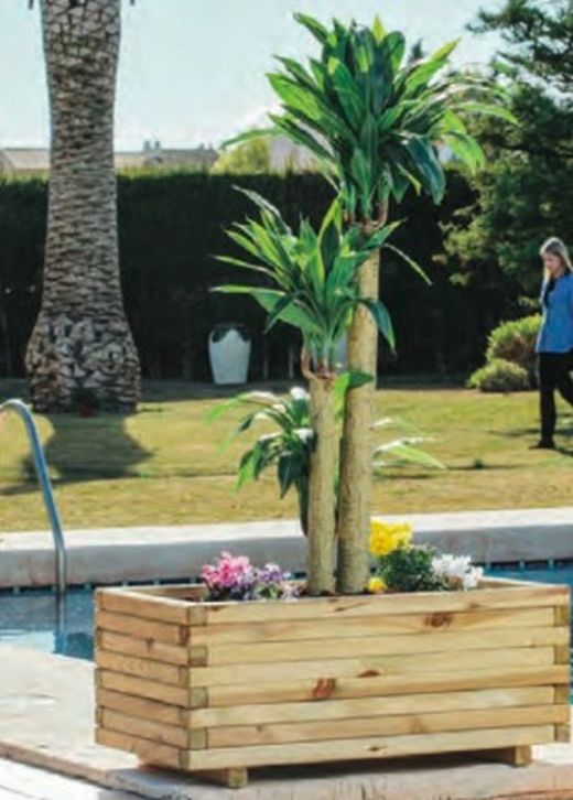 Rechteckiger Blumenkasten aus Kiefernholz DORA